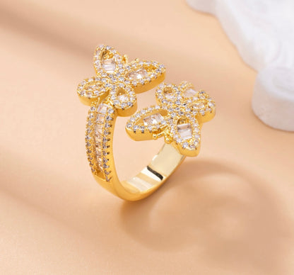 Butterfly Gold and Silver Adjustable Ring