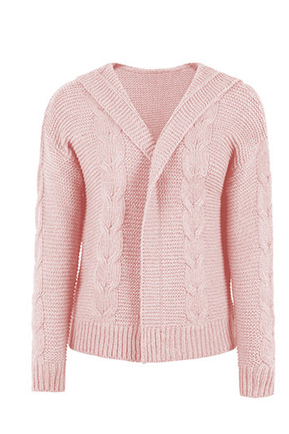 Cable-Knit Dropped Shoulder Hooded Cardigan