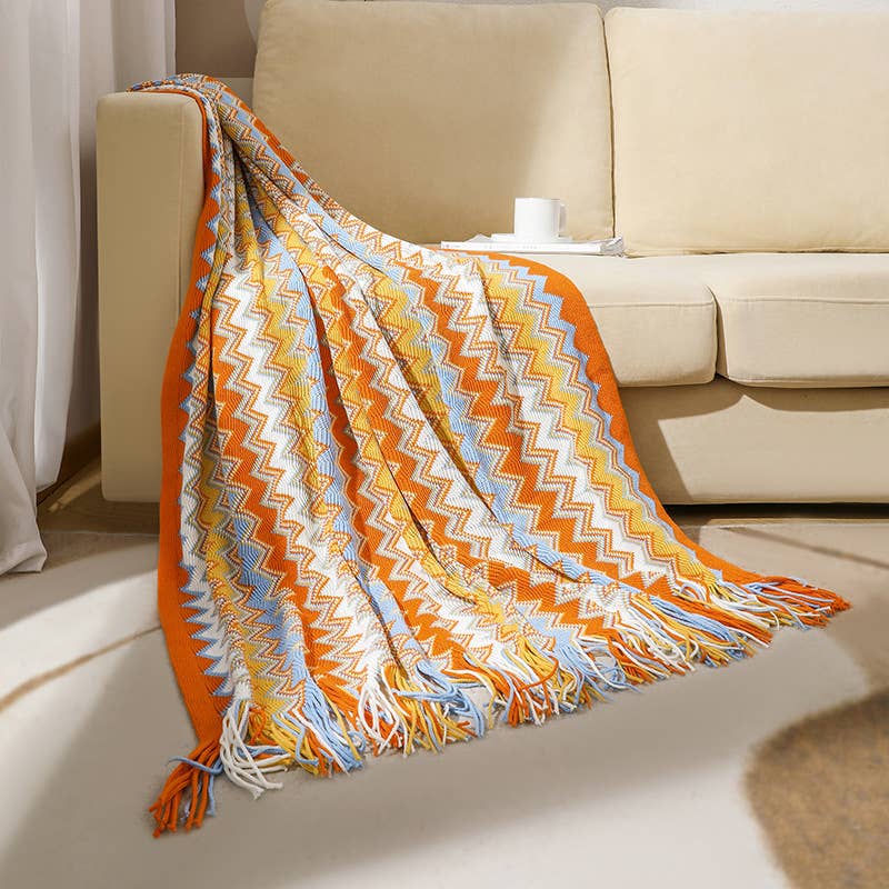 Bohemia Soft Cozy Knit Sofa Throw Blanket With Tassel