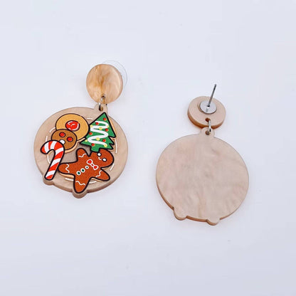 Circular Acrylic Christmas Tree Gingerbread Man Pattern Post