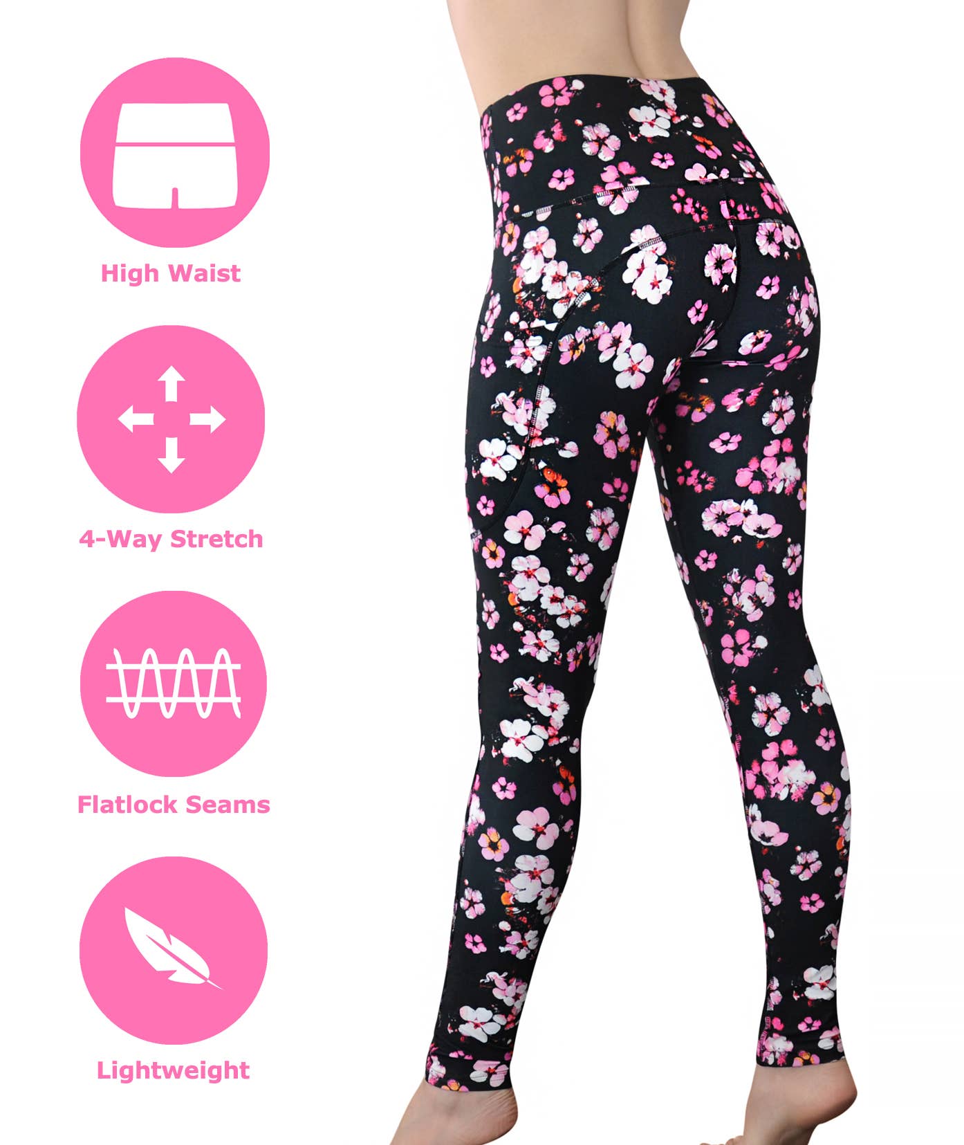 "Very Cherry" Printed High Waist Pocket Leggings, Yoga Pants