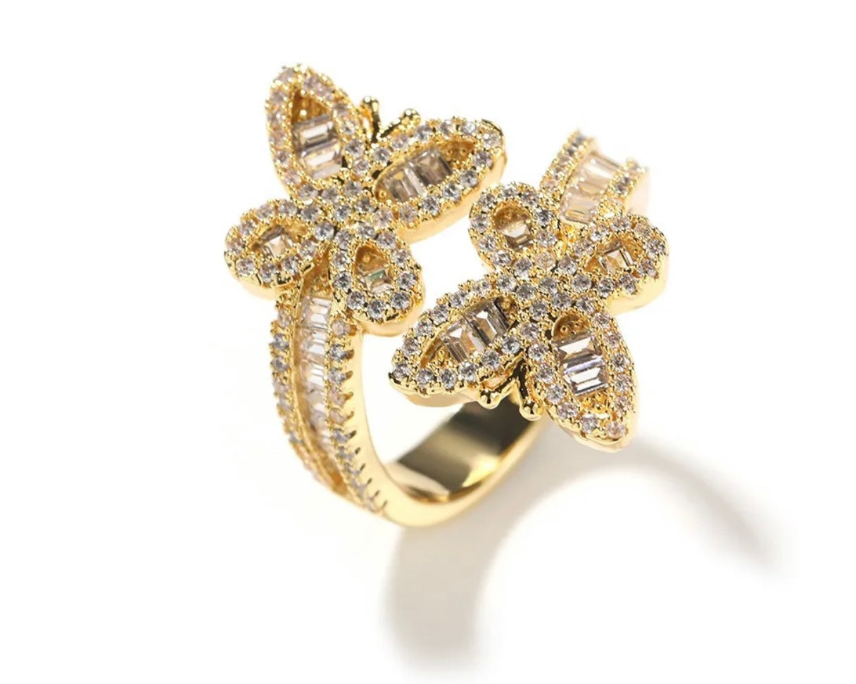 Butterfly Gold and Silver Adjustable Ring