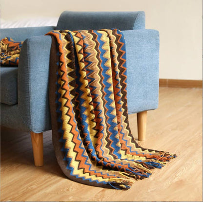 Bohemia Soft Cozy Knit Sofa Throw Blanket With Tassel