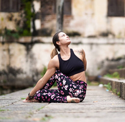 "Very Cherry" Printed High Waist Pocket Leggings, Yoga Pants