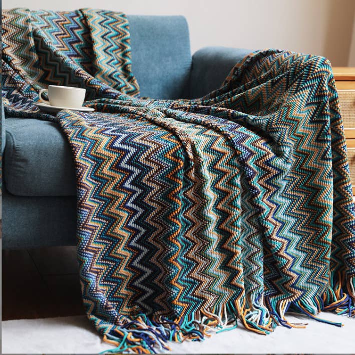 Bohemia Soft Cozy Knit Sofa Throw Blanket With Tassel