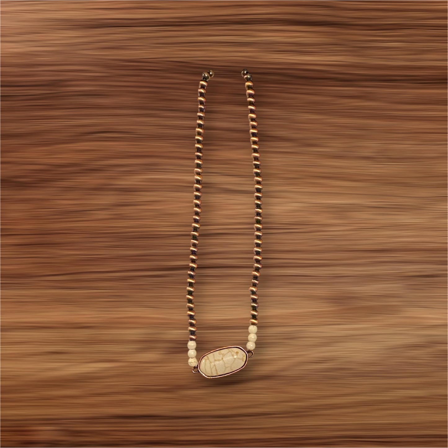 Dainty Squash Blossom Pendant Necklace- Ivory and Copper