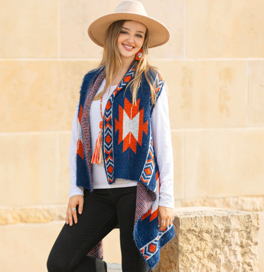 Aztec Print Fashion Vest