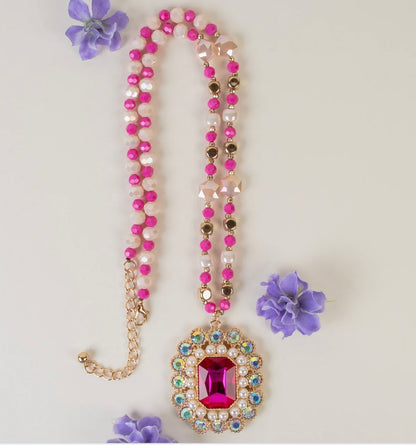 Fuchsia Crystal Pendant Necklace