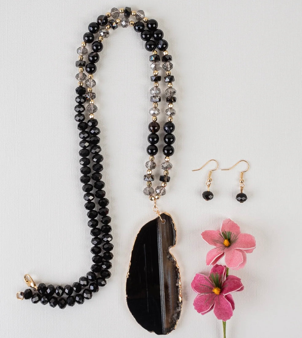 Black Natural Stone Necklace