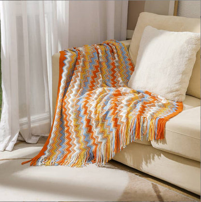 Bohemia Soft Cozy Knit Sofa Throw Blanket With Tassel