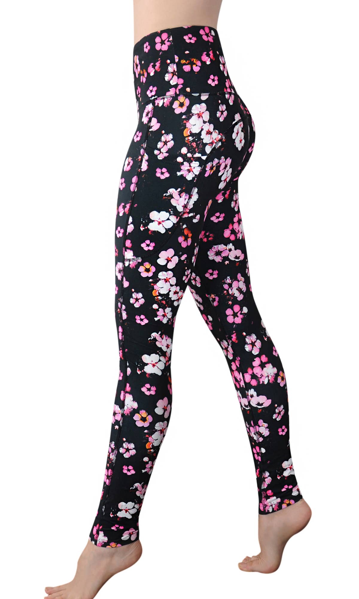 "Very Cherry" Printed High Waist Pocket Leggings, Yoga Pants