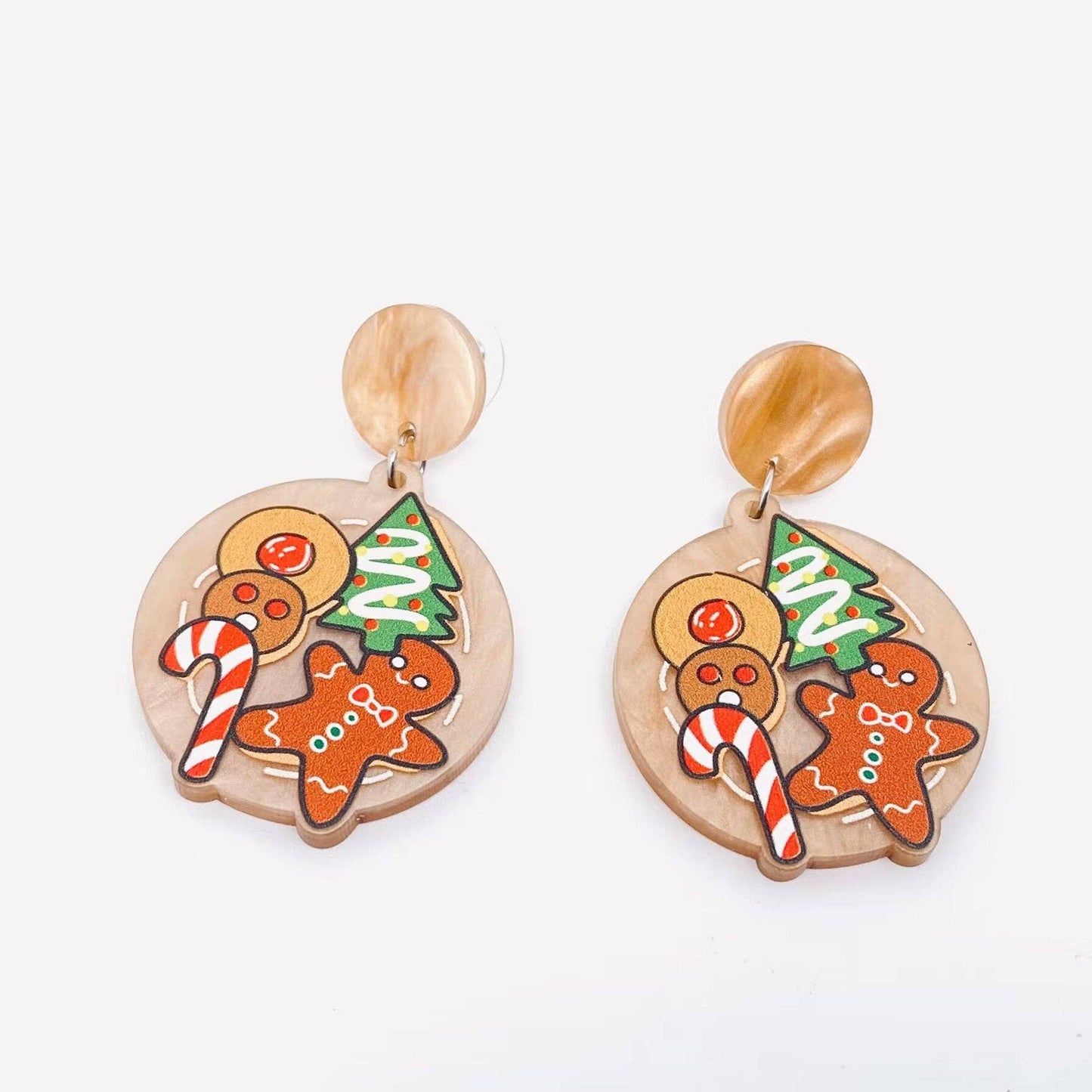 Circular Acrylic Christmas Tree Gingerbread Man Pattern Post