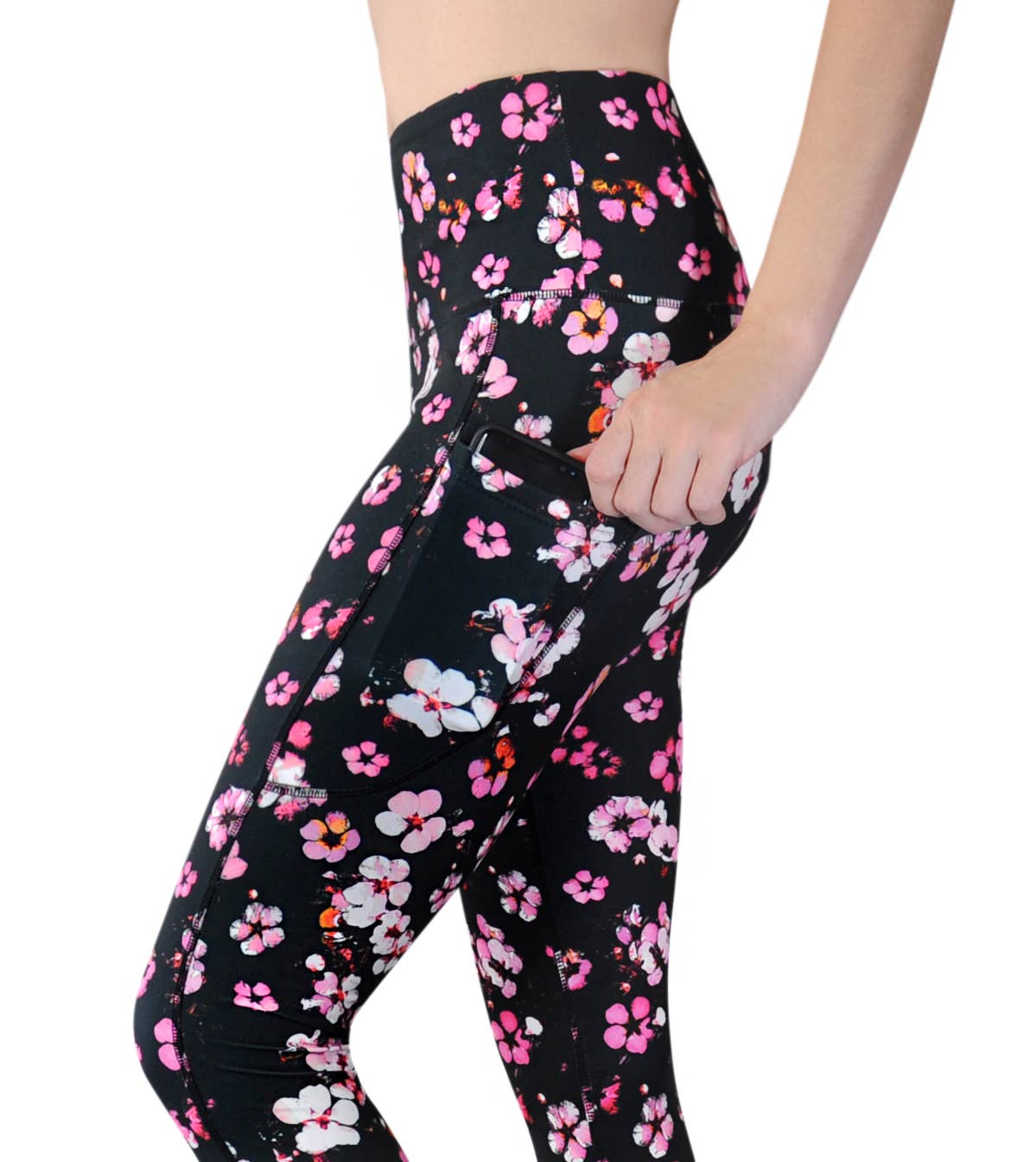 "Very Cherry" Printed High Waist Pocket Leggings, Yoga Pants