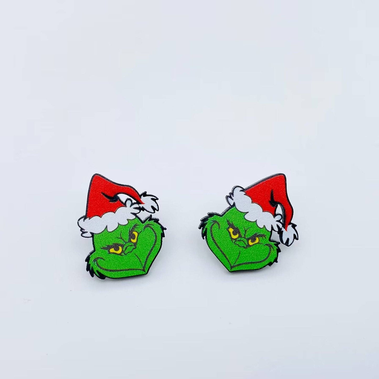 Grinch with Christmas Hat Acrylic Ear Studs