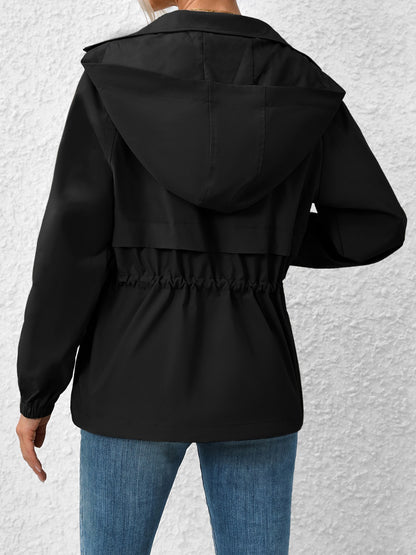 Ivy Lane Drawstring Zip Up Hooded Jacket