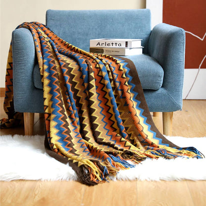 Bohemia Soft Cozy Knit Sofa Throw Blanket With Tassel