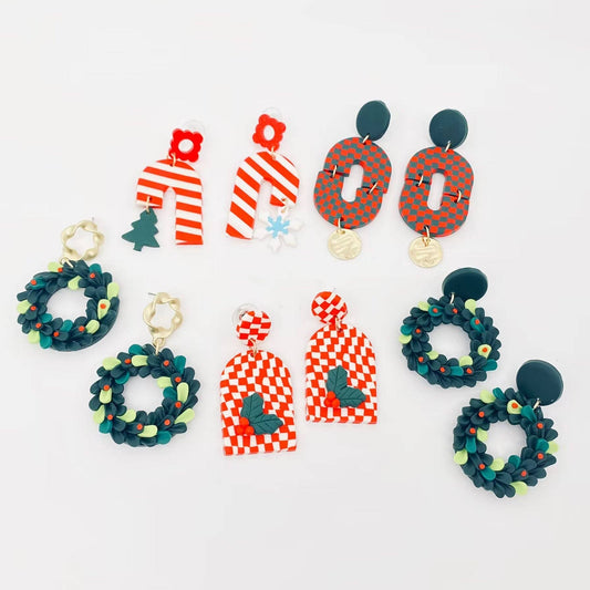 Christmas Jewelry Multi-style Polymer Clay Earrings